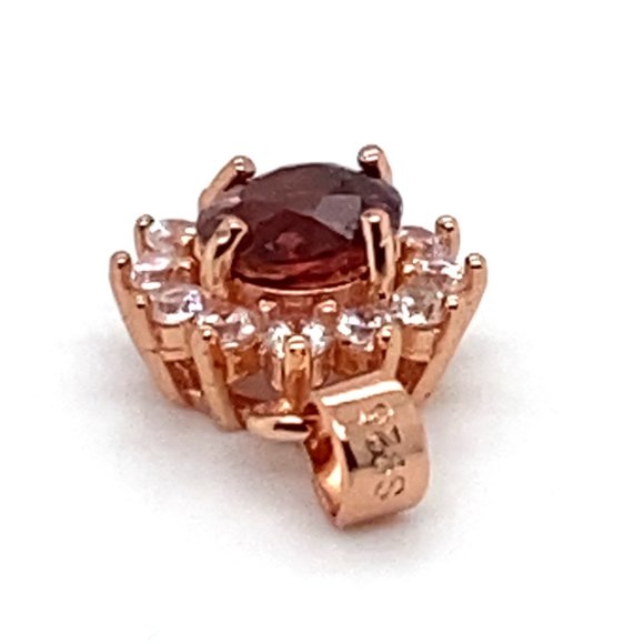 Red Tourmaline .85ct Rose Gold Finish Solid 925 Sterling Silver Pendant - Picture 7 of 7